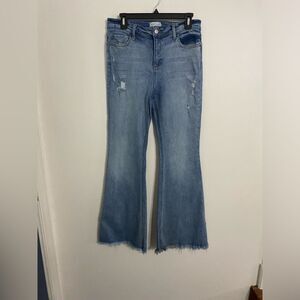 Super flare cello jeans with stretch and fringe bottom  Size 11